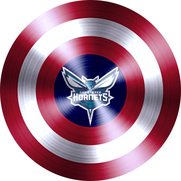 Captain American Shield With Charlotte Hornets Logo vinyl decal